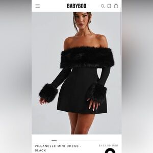 Babyboo Black Faux Fur Trim Mini Dress